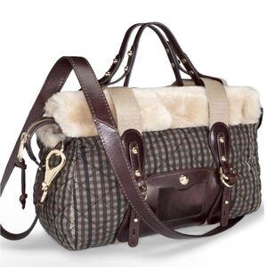 RARE UGG PLAID & SHEARLING DOCTOR BAG WITH CROSSBODY STRAP & WRSTLET